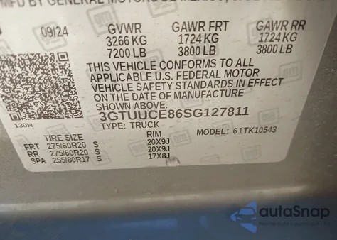 2025 GMC Sierra 1500 4Wd Short Box Elevation With 3Sb from USA, damaged, VIN 3GTUUCE86SG127811